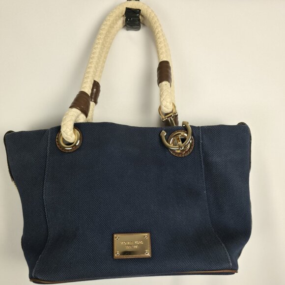 Michael Kors Marina Bicolor Canvas Tote Bag in navy blue w/ Rope Handle 💙✨ - Picture 2 of 16